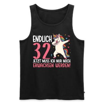 Finally 32 Now just growing up - Men's Premium Organic Tank Top - black - Front - AI Model Male 178 light (178cm)
