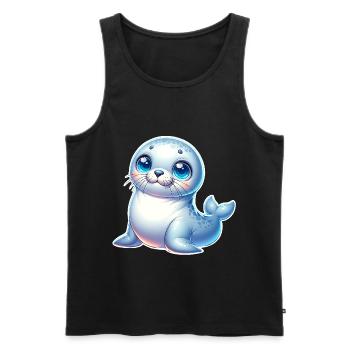 Robbe Seehund - Männer Premium Bio Tank Top - Schwarz - Vorne - AI Model Male 178 light (178cm)