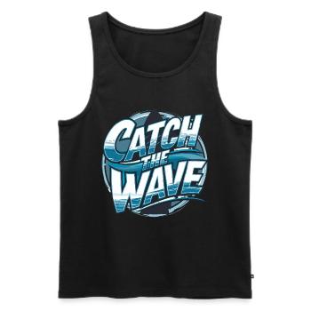 Catch the Wave für einen Surfer Wellenreiter - Männer Premium Bio Tank Top - Schwarz - Vorne - AI Model Male 178 light (178cm)