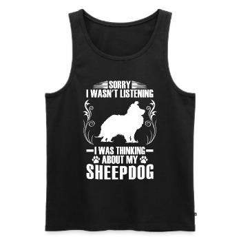 Thinking of Shetland Sheepdog British Sheltie - Men's Premium Organic Tank Top - black - Front - AI Model Male 178 light (178cm)