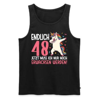 Finally 48 Now just growing up - Men's Premium Organic Tank Top - black - Front - AI Model Male 178 light (178cm)