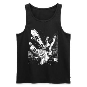 Großer Fall – Dynamik und Humor im Skater-T-Shirt - Männer Premium Bio Tank Top - Schwarz - Vorne - Michal (187cm)