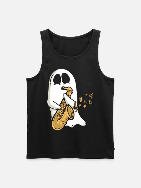 Saxophone Halloween Ghost - Men's Premium Organic Tank Top - black