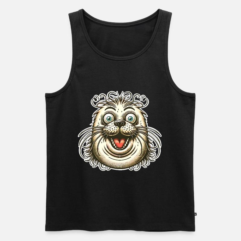 Robbe Seehund - Männer Premium Bio Tank Top - Schwarz