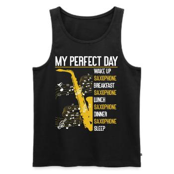Saxophone My Perfect Day Wake Up - Débardeur bio Premium Homme - noir - Devant - Michal (187cm)