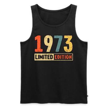 Édition limitée 1973 - Débardeur bio Premium Homme - noir - Devant - AI Model Male 178 light (178cm)