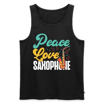 Saxophone Girl Peace Love - Männer Premium Bio Tank Top - Schwarz - Vorne - Michal (187cm)