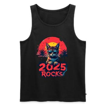 Das Jahr 2025 wird rocken Katze für - Männer Premium Bio Tank Top - Schwarz - Vorne - Michal (187cm)