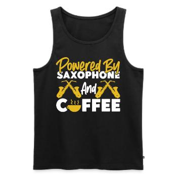 Saxophone Coffee Powered By - Men's Premium Organic Tank Top - black - Front - AI Model Male 178 light (178cm)