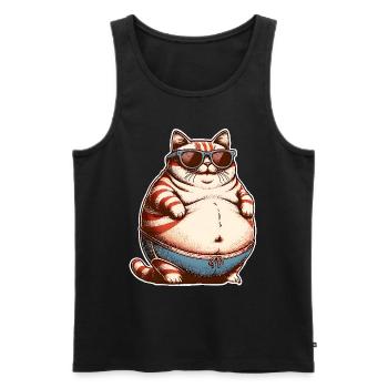 Dicke Katze - Männer Premium Bio Tank Top - Schwarz - Vorne - AI Model Male 178 light (178cm)