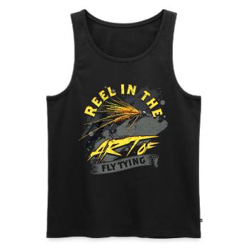 Fliegenfischen Reel In The Art Of Fly Tying - Männer Premium Bio Tank Top - Schwarz - Vorne - AI Model Male 178 light (178cm)