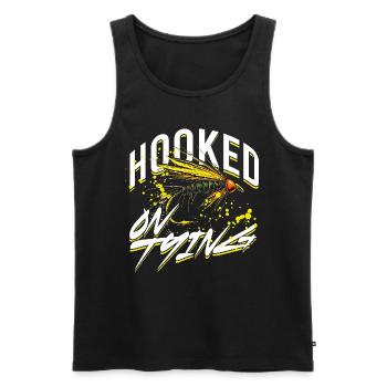 Fliegenfischen Fliegenangler Hooked On Tying - Männer Premium Bio Tank Top - Schwarz - Vorne - AI Model Male 178 light (178cm)