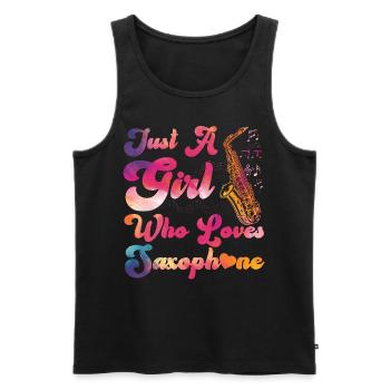 Saxophone Girl Just A Girl Who - Débardeur bio Premium Homme - noir - Devant - Michal (187cm)