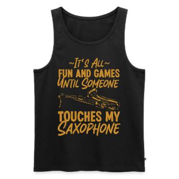 Saxophones It's All Fun And Games - Men's Premium Organic Tank Top - black - Front - Michal (187cm)