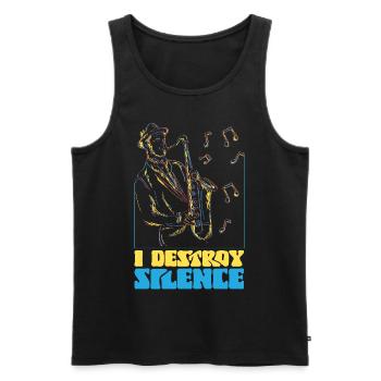 Saxophones I Destroy Silence - Men's Premium Organic Tank Top - black - Front - AI Model Male 178 light (178cm)
