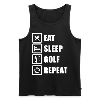 Eat Sleep Golf Repeat Golfspieler - Männer Premium Bio Tank Top - Schwarz - Vorne - AI Model Male 178 light (178cm)