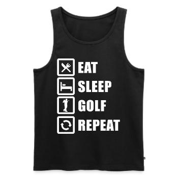 Eat Sleep Golf Repeat Golfspieler - Männer Premium Bio Tank Top - Schwarz - Vorne - AI Model Male 178 light (178cm)
