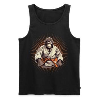 Karate Judo Affe Schimpanse Kampfsport - Männer Premium Bio Tank Top - Schwarz - Vorne - AI Model Male 178 light (178cm)