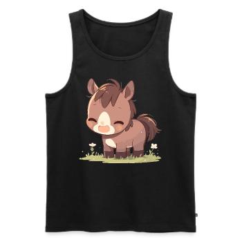 Pferde Pferd - Männer Premium Bio Tank Top - Schwarz - Vorne - Michal (187cm)