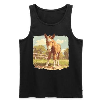Pferde Pferd - Männer Premium Bio Tank Top - Schwarz - Vorne - Michal (187cm)