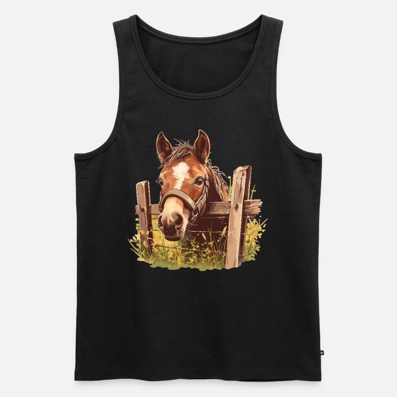 Pferde Pferd - Männer Premium Bio Tank Top - Schwarz