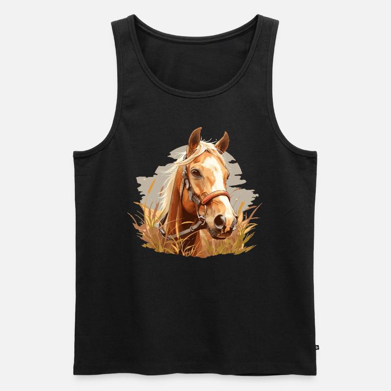 Pferde Pferd - Männer Premium Bio Tank Top - Schwarz