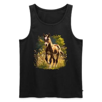 Pferde Pferd - Männer Premium Bio Tank Top - Schwarz - Vorne - Michal (187cm)