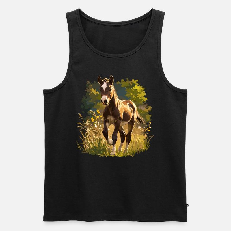 Pferde Pferd - Männer Premium Bio Tank Top - Schwarz