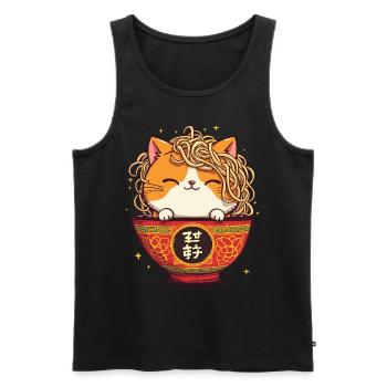 Cat, Ramen, Japanese Noodles, Funny Kitten - Men's Premium Organic Tank Top - black - Front - Michal (187cm)