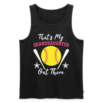 Softball C’est ma petite-fille là-bas - Débardeur bio Premium Homme - noir - Devant - AI Model Male 178 light (178cm)