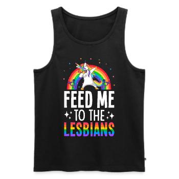 Nourris-moi aux lesbiennes Fierté lesbienne LGBTQ - Débardeur bio Premium Homme - noir - Devant - AI Model Male 178 light (178cm)
