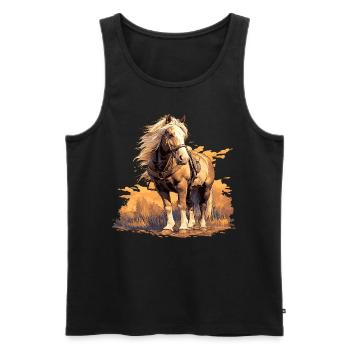 Pferde Pferd - Männer Premium Bio Tank Top - Schwarz - Vorne - Michal (187cm)