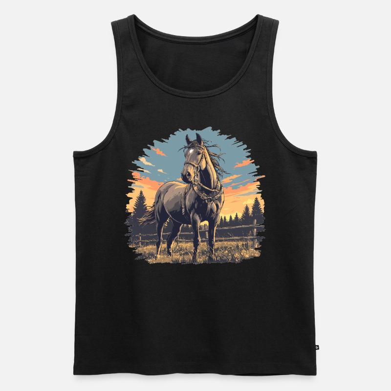 Pferde Pferd - Männer Premium Bio Tank Top - Schwarz
