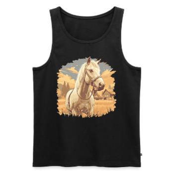 Pferde Pferd - Männer Premium Bio Tank Top - Schwarz - Vorne - Michal (187cm)