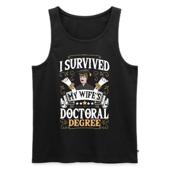 Doctor Philosophy PhD My wife's doctorate - Men's Premium Organic Tank Top - black - Front - Michal (187cm)