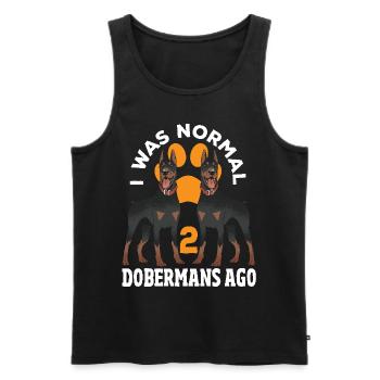 Chien Doberman J’étais normal avant 2 Dobermans - Débardeur bio Premium Homme - noir - Devant - Michal (187cm)