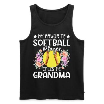 Mein Lieblings-Softballspieler nennt mich Oma - Männer Premium Bio Tank Top - Schwarz - Vorne - Michal (187cm)