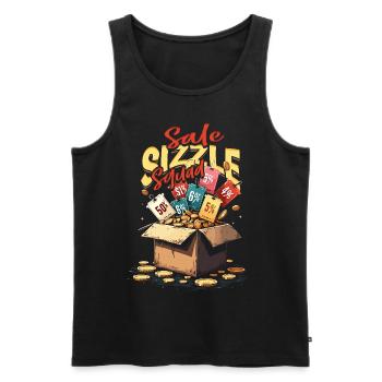 Coupons Coupons Vente Sizzle Squad - Débardeur bio Premium Homme - noir - Devant - AI Model Male 178 light (178cm)