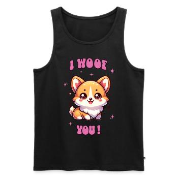 I woof you - Débardeur bio Premium Homme - noir - Devant - Michal (187cm)