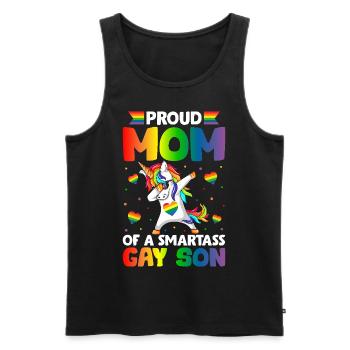 Proud Mom Of A Smartass Gay Son Gay Pride Rainbow - Männer Premium Bio Tank Top - Schwarz - Vorne - Michal (187cm)
