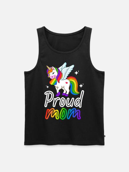 Stolt mamma hbtq pride jämlikhet regnbågsflagga - Ekologisk premium tanktopp herr - svart