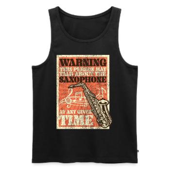 Saxophone Warning This Person May - Men's Premium Organic Tank Top - black - Front - Michal (187cm)