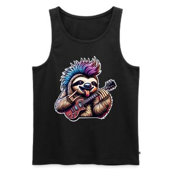 Sloth Rock and Roll Guitarist - Men's Premium Organic Tank Top - black - Front - Michal (187cm)