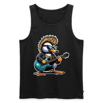 Ente Rock and Roll Gitarrist - Männer Premium Bio Tank Top - Schwarz - Vorne - Michal (187cm)