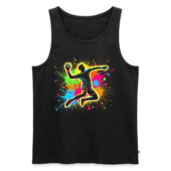Handball handball players, colorful handball players - Men's Premium Organic Tank Top - black - Front - AI Model Male 178 light (178cm)