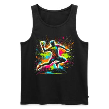 Handball handball players, colorful handball players - Men's Premium Organic Tank Top - black - Front - AI Model Male 178 light (178cm)