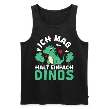 Triceratops T-Rex Velociraptor J’aime tout simplement les dinos - Débardeur bio Premium Homme - noir - Devant - AI Model Male 178 light (178cm)