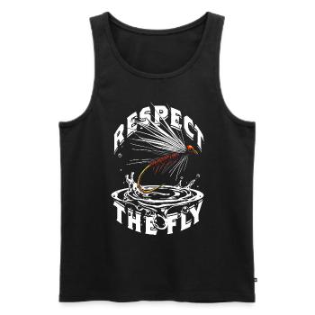 Fliegenfischen Fliegenangler Respect The Fly - Männer Premium Bio Tank Top - Schwarz - Vorne - AI Model Male 178 light (178cm)