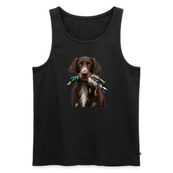 Deutsch Langhaar I Jagdhund Vorstehhund Motiv für - Männer Premium Bio Tank Top - Schwarz - Vorne - AI Model Male 178 light (178cm)