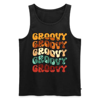 Groovy Hippie 70s 1970s 60s Party - Men's Premium Organic Tank Top - black - Front - AI Model Male 178 light (178cm)